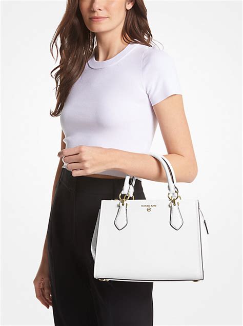 michael kors dillon saffiano leather satchel white|michael kors marilyn medium saffiano.